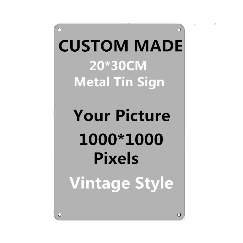 Vintage Collectible Plates - ป้ายโลหะสั่งทำส่วนตัว ขนาด 20x30 ซม. นำขึ้นรูปภาพ ข้อความ
