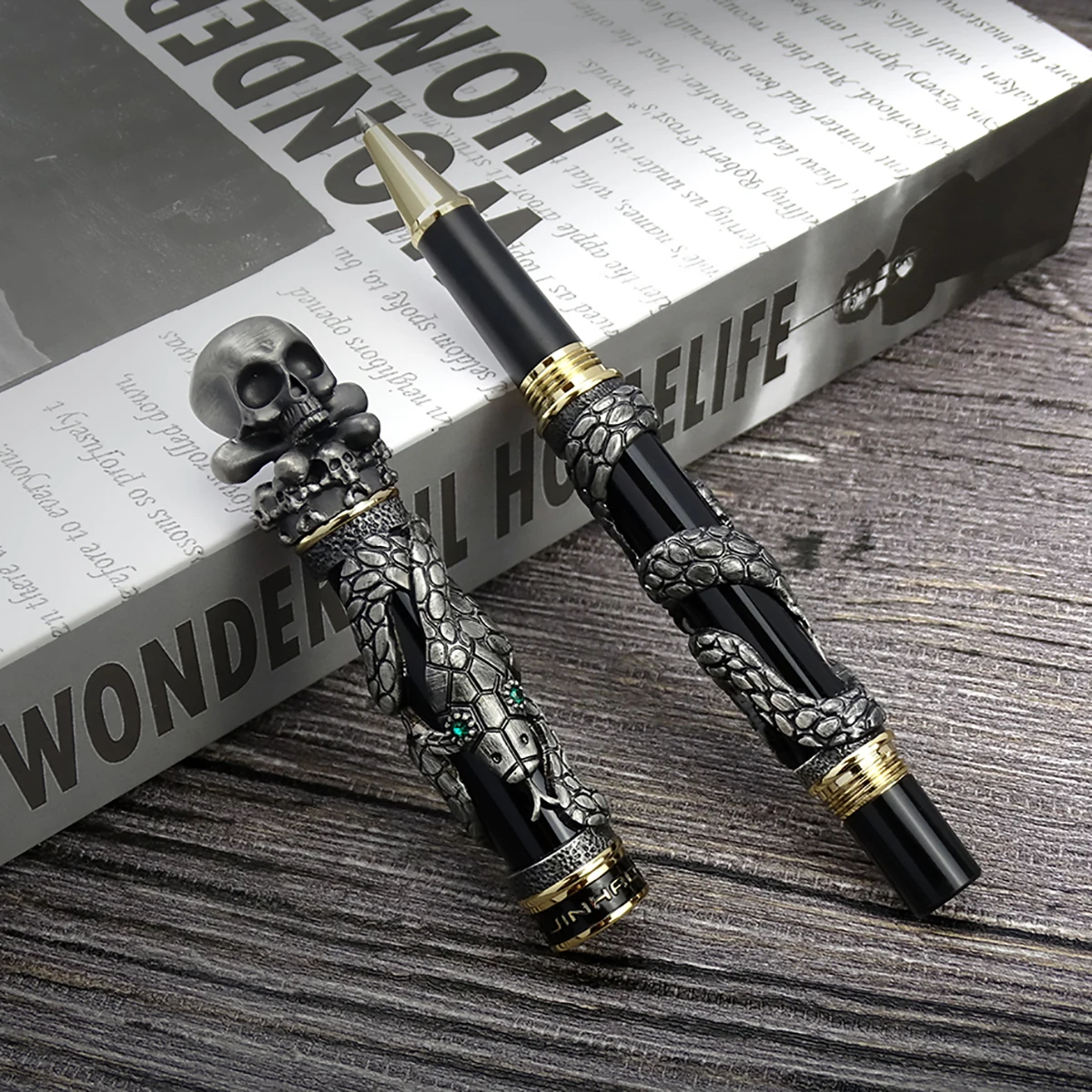 Vintage Collectible Pens - Jinhao โลหะ Vintage Rollerball ปากกา Skull